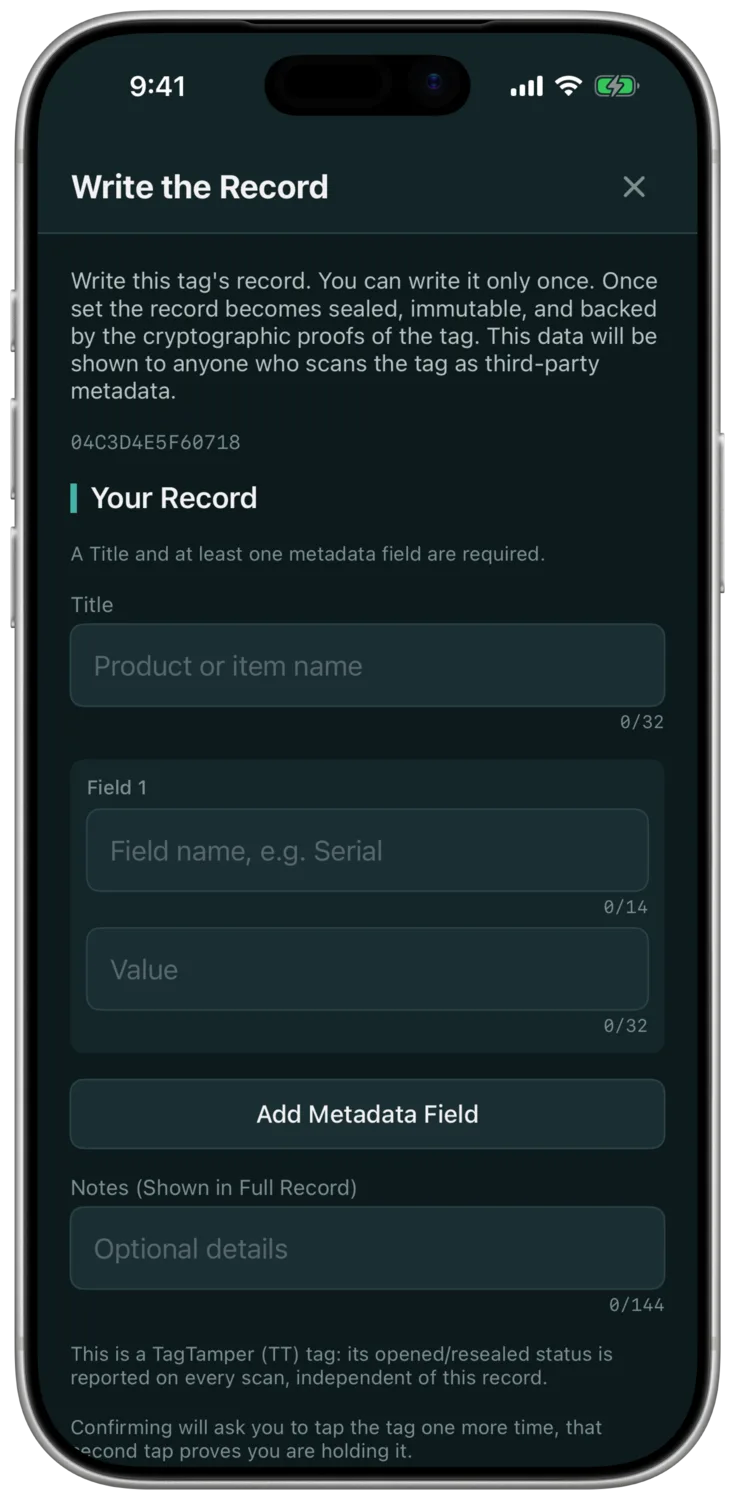 Rédaction de la fiche dans l’application OnceMark