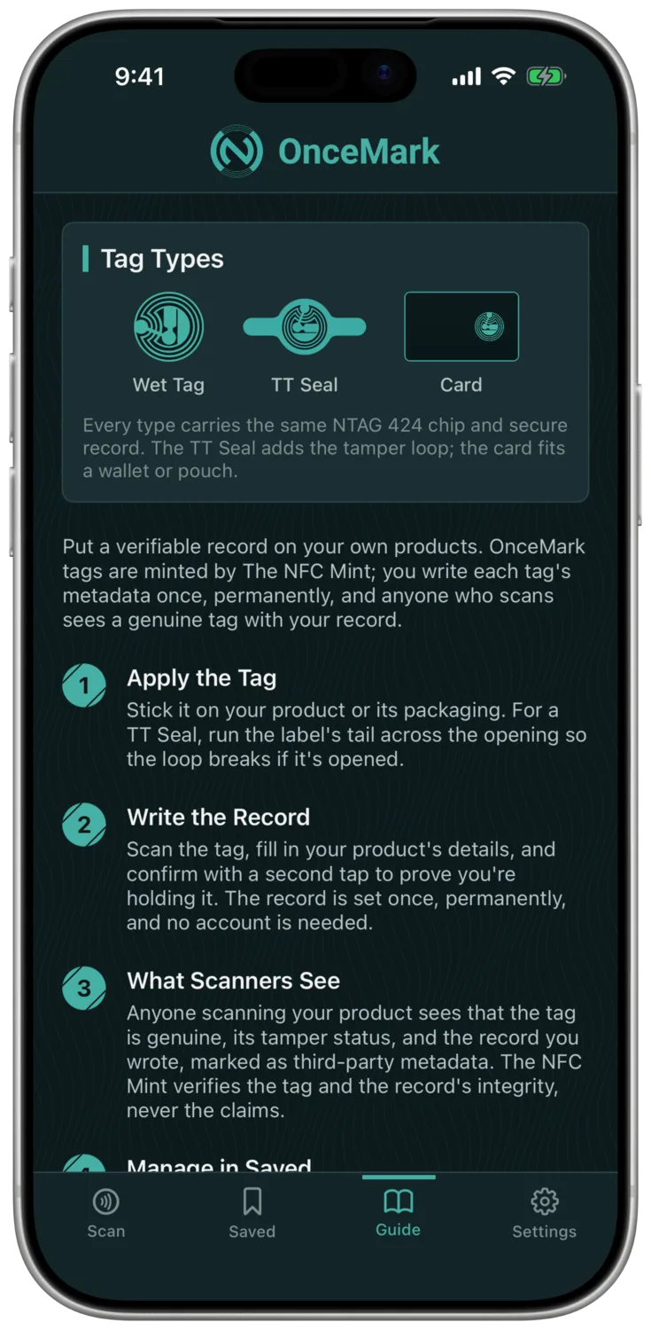 Le guide intégré à l’application